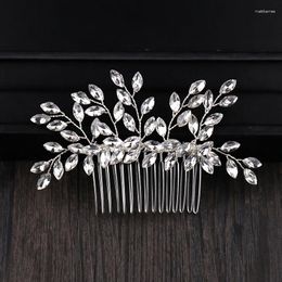 Hair Clips Trendy Silver Colour Crystal Bridal Comb Tiara Accessories Wedding Headpiece Ornaments Women Jewellery