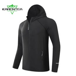 Jackets Running Jacket Reflective Summer Quick Dry Gym Coat Hooded Jogging Sun Protection Fishing Outdoor Hiking Breathable Thin Jackets