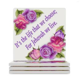 Table Mats Life Of A Pioneer Ceramic Coasters (Square) Flower Set For Drinks Kawaii Cup Pads
