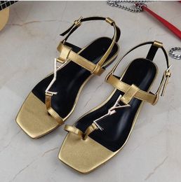 Top Brand Designer High Sandals Slippers Slides Flip-flops Golden Letters Smooth Leather Sandal Women Shoes White Black with Box Us11 Red Genuine Leather