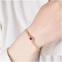 Chain Classic Ruby Half Charm14K Yellow Gold Bracelet Party Jewelry New In Oval Pendant Irregar Light Luxury Bangles For Drop Delivery Dh4Hn