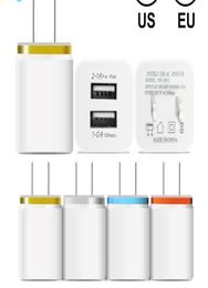 Metal Dual USB wall Charger Phone Charger US EU Plug 21A AC Power Adapter Wall Charger Plug 2 port for Ip 11 pro max Samsung Xiao4312850