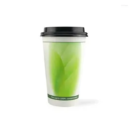 Disposable Cups Straws Take Out Packaged Coffee Milk Tea Paper Cup Drink All Biodegradable PLA