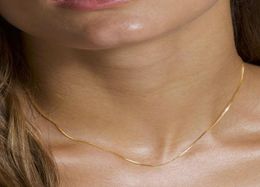 Chains 100 925 Sterling Silver High Quality Gold Plated Thin 065MM 1MM 15MM Delicate Dainty Box Chain For Women Wedding Necklac9476117