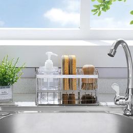 Kitchen Storage Stainless Steel Sink Sponge Rack Hand Sanitizer Basket Drainage Countertop Multifunctional Shelf