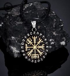 Pendant Necklaces Classic Norse 24 Runes Viking Compass Mens Amulet Vegvisir Stainless Steel Chain Icelandic Male Jewellery GiftsPen1849052