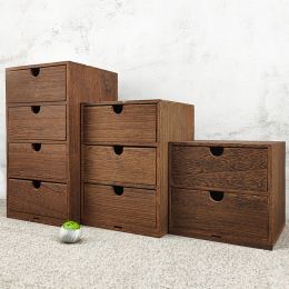 Drawer Wooden Storage Organizer Small Desktop Decorative Cabinet Boxes