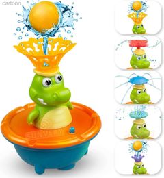 Bath Toys New Fountain Crocodile Baby Bath Toys for Toddlers5 Modes Spray Water Sprinkler Light Up Bathtub Toy for Boys Girls Kids 240413