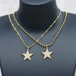 Chains 10pieces Trendy Gold Plated Zirconia Star Pendant Necklace Classic Women Jewelry Chain Party Gift 52840