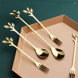 Coffee Scoops 12 Pcs Stainless Steel Fork And Spoon Set Ice Cream Tea Tableware Kitchen Wedding