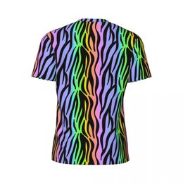 Rainbow Tiger Print Running T-Shirt Colourful Stripes Harajuku T-Shirts Men Awesome Tshirt Beach Short Sleeves Design Tees