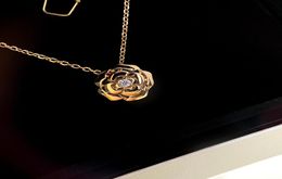 C new camellia necklace temperament elegant highend material 925 sterling silver gold plated chain length 403cm1025202