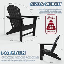 Chair Wood Texture Chairs Poly Lumber Patio Chairs Deck Backyard Garden Fire Pit Seating Black Outdoor Furniture