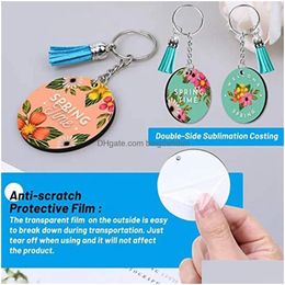 Hooks Rails Sublimation Keychain Blanks Heat Transfer Double-Side Key Chains For Diy Craft Ornament Making314W Drop Delivery Home Gard Dhqmf
