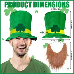 Costume for Saint Patricks Day Top Hat Irish Festival Birthday Party Decor Supplies Holiday Fake Beard Green Celebration