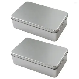 Storage Bottles 2Pcs Tea Tin Rectangular Metal Tins Empty Box Coffee Jar Small Kitchen Canisters For Sugar Cookie