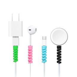 10-5Pcs Charging Cable Protector Cover Universal Silicone Data Cable Spiral Winder Wire Cord Organiser Cover for Iphone Samsung