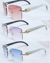 Natural Buffalo Horn Sunglasses Men And Women Luxury Designer s Rimless Sun Glasses Vintage Driving Summer Shades Eyewear7828988