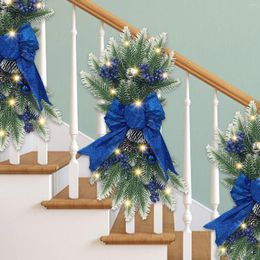 Decorative Flowers The Cordless Prelit Stairway Trim Christmas Wreaths For Front Door Holiday Wall Window Hanging Ornaments Indoor Peony