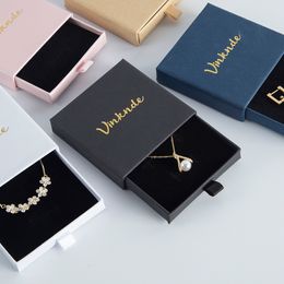Unique Luxury Custom Logo Sliding Cardboard Paper Gift Jewellery Travel Organiser Box Drawer Jewellery Ring Earring Packaging Case