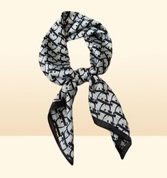 Cravat Korean version of with letters small square female spring and summer simulation silk scarv versatile decoration black8621675