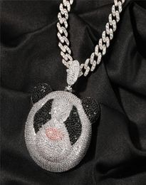 18K White Gold Plated Cartoon Panda Pendant Necklace with Rope Chain Tennis Necklace7982103