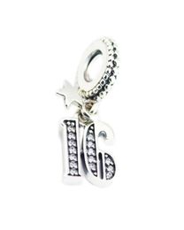 16 birthday charms number dangle 925 sterling silver fits original style bracelet 797261CZ H811042357584887