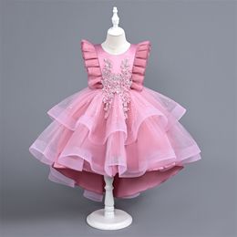 Girl's Dresses Princess Sweet Kids Birthday Party Big Bow Christeningldren Baptism Baby Girls Clothes Summer