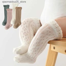 Kids Socks 2023 Spring/Summer Baby Socks Hollow Girls and Boys Leg Warm Knee Long Socks Baby Cotton Hosiery Childrens Princess Socks Q240413