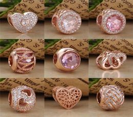 18CT Rose Gold Plated Over 925 Sterling Silver Charm Bead Fits European Jewelry Bracelets and Necklaces5053526