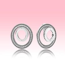 Double Circles Wedding Earring set 925 Silver Jewellery with Original logo box for Circle Stud Earrings for Women Girls9704833