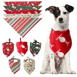 Dog Apparel Christmas Triangle Bandanas Pet Costumes Santa Deer Print Large Scarf Puppy Washable Winter Dogs Cat Bow