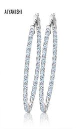 AIYANISHI Real 925 Sterling Silver Classic Big Hoop Earrings Luxury Sona Diamond Hoop Earrings Fashion Simple Minimal Gifts 2201086022069