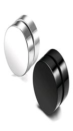 Punk Fake Mens Stud Earrings Black Silver Stainless Steel Magnet Round Ear Clip for Men Women Mix size 6mm 10mm 12mm5866228