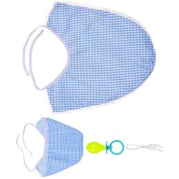 3 Pcs Funny Adults Cosplay Baby Pacifier Bib Hat Set Party Funny Props Baby Kids Accessories Kit (Blue)