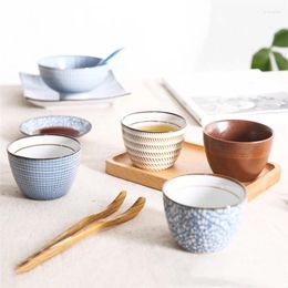 Cups Saucers 4Pcs/Set Japanese Style Ceramic Tea Porcelain Office Water Mug Creative Stripe Design Teacups Home Drinkware Gifts