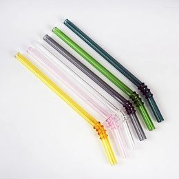 Drinking Straws 100Pcs High Borosilicate Glass Straw Fine Curved Color Straight Bend Reusable Eco-friendly
