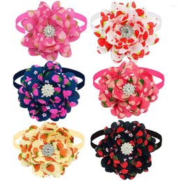 Dog Apparel 50PCS Summer Flower Bowties Fashion Diamomd Small Cat Bow Tie Collar For Dogs Pets Grooming Accessories Pet Supplies