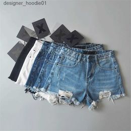 Shorts femminili Shorts Shorts Shorts Summer Shorts for Women Black Jeans Shorts Donne Short Short Shorts Jer White Jean Shorts strappato Y2K Streetwe C240413