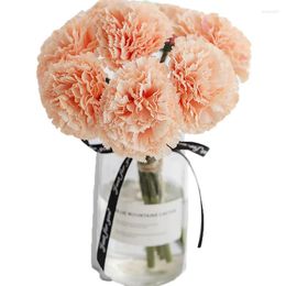 Decorative Flowers 8 Big Heads/Bouquet Artificial Silk Carnation Bouquet Wedding Home Decoration Mother's Day Gift