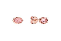 New Genuine S925 Sterling Silver Stud Earrings 18K Rose Gold Round Earrings ZD Zircon Designer Style with Original Box9552451