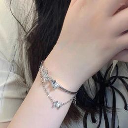 Charm Bracelets Half Bangle And Chain Bracelet Women's Korean Edition Ins Style Small Design Butterfly Accessories Friend Gift