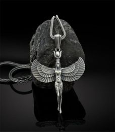 Isis Pendant Necklace 316L Stainless Steel Silver Women Egyptian Winged Goddess Jewellery Gifts3088037