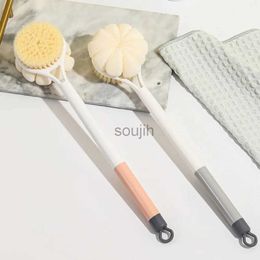 Bath Tools Accessories Silicone Double Side Brush Head Back Scrubber Shower With Long Handle Dry Skin Exfoliating Body Massage Cleaning 240414