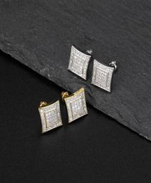 Luxury Designer Men Stud Earrings Hip Hop Jewellery Fashion Man Square Shape Earing Women Ear Ring Mens Diamond Earings Zircon Earin8364807