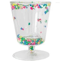 Mugs Lovely Sequined Double-layer Glass Star Goblet Transparent Fruit Juice Drink Cup Swing Girl Heart.