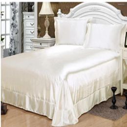 Bedding Sets De Satn Juegos Cama Seda Ropa Colcha Blanca Funda Almohada Juego Sbanas