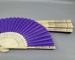 Personalised Silk Fan Cloth Hand Fan Customised Bride Groom039s Name Wedding Gift Wedding Favor7737106