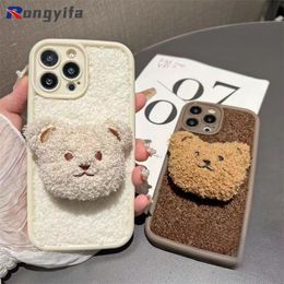 Teddy Bear Plush Phone Case For Honour X9A X8 4G 90 Lite 80 Pro GT 70 Pro+ 60 50 Pro SE Plush Warm Soft Cover Bear Head Cases