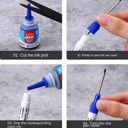 3bottle/set Painting Non-toxic Erasable Long Head Mark Pen Writing Whiteboard Pen Refill Ink Color Refills Ink Refills Tool